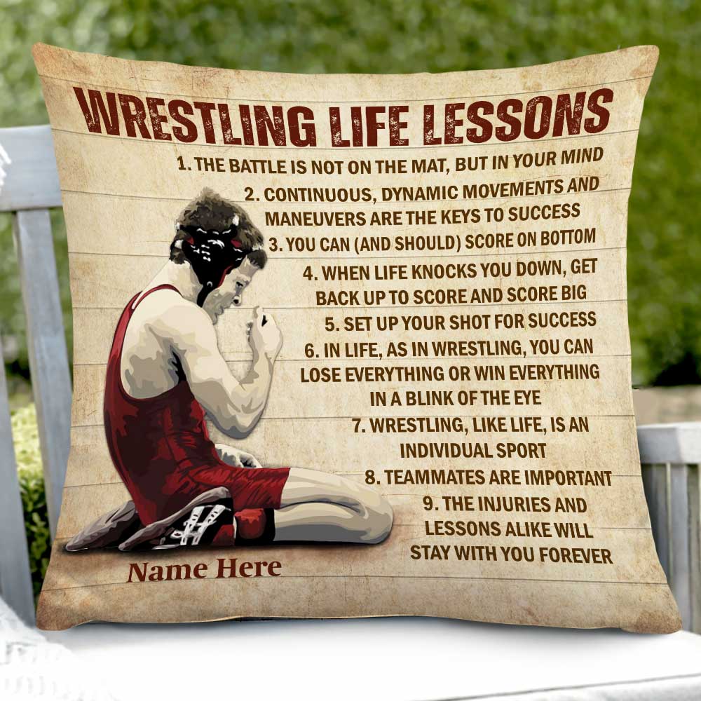 Personalized Wrestling Life Lessons Rectangle Pillow DB251 85O47
