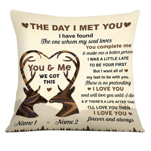 Personalized Deer Couple The Day I Met You Pillow
