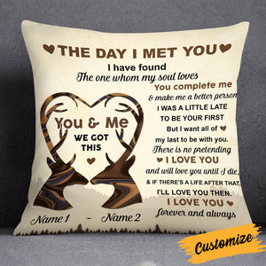 Personalized Deer Couple The Day I Met You Pillow