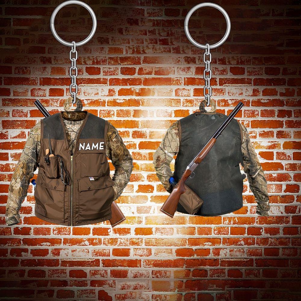 PERSONALIZED DEER HUNTING KEYCHAIN, CUSTOM NAME ACRYLIC FLAT KEYCHAIN FOR HUNTER, GIFT FOR FATHER