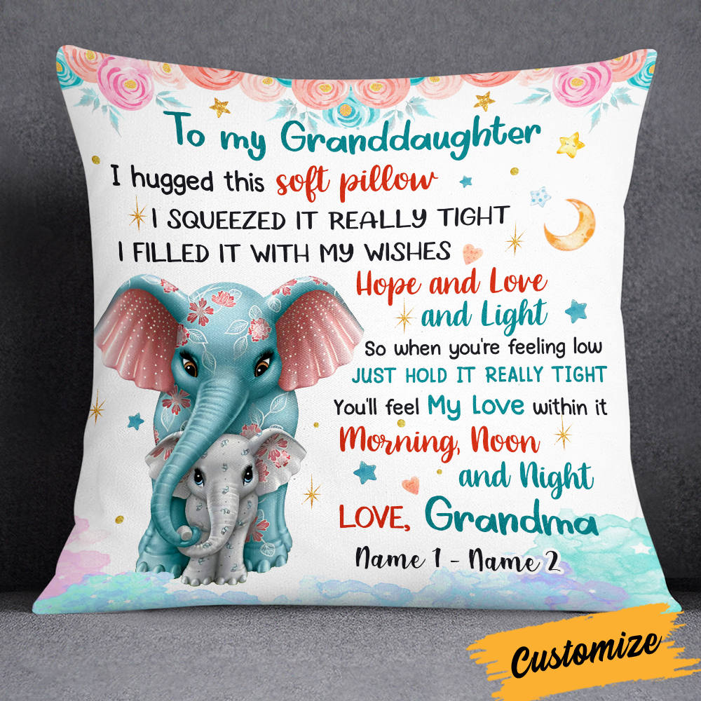Personalized Mom Grandma Elephant Pillow JR55 30O24