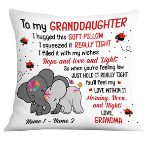 Personalized Daughter Granddaughter Mom Grandma Elephant Pillow