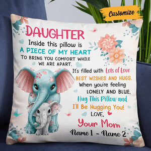Personalized Elephant Daughter Granddaughter From Mom Grandma Pillow