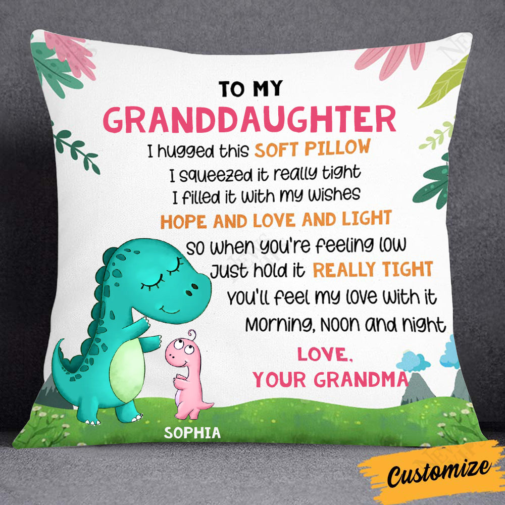 Personalized Dinosaur Granddaughter Hug This Pillow