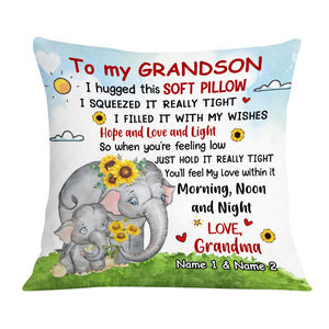 Personalized Mom Grandma Son Grandson Elephant Pillow