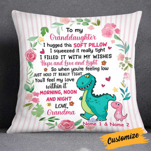 Personalized Dinosaur Mom Grandma To Daughter Granddaughter Hug This Pillow