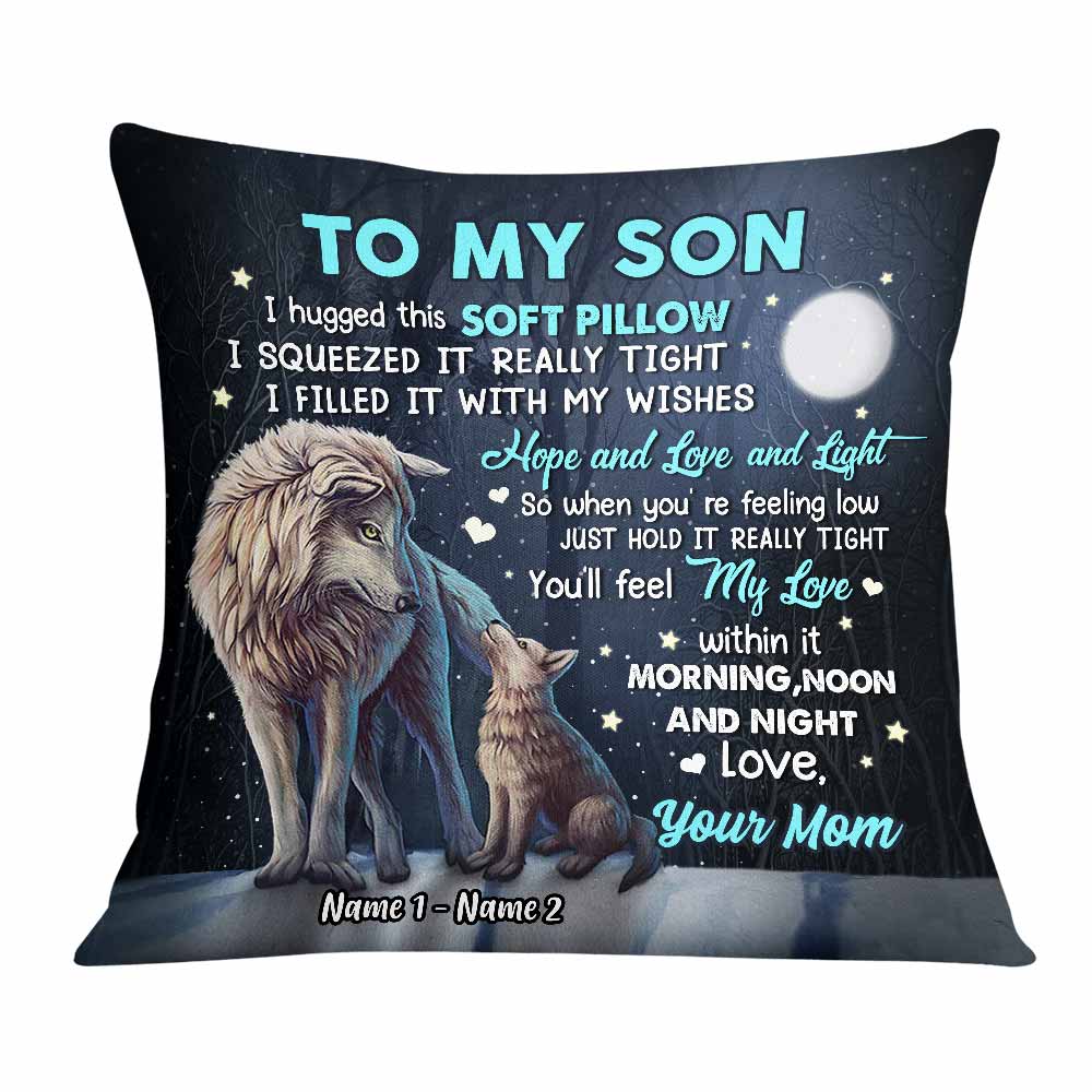Personalized Mom Grandma Son Grandson Wolf Pillowcase