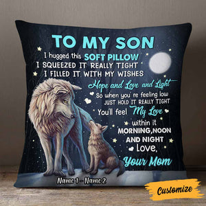 Personalized Mom Grandma Son Grandson Wolf Pillowcase
