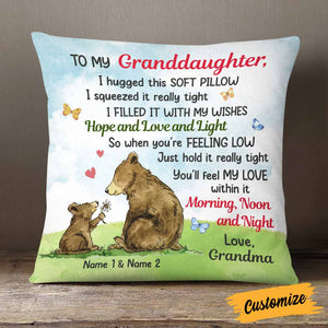 Granddaughter Daughter Grandson Son Hug This Pillow Personalized Pillowcase