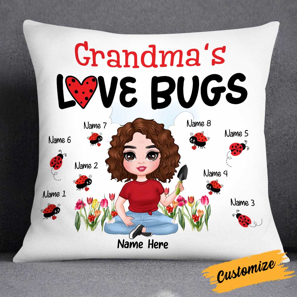 Personalized Mom Grandma Love Bugs Pillowcase