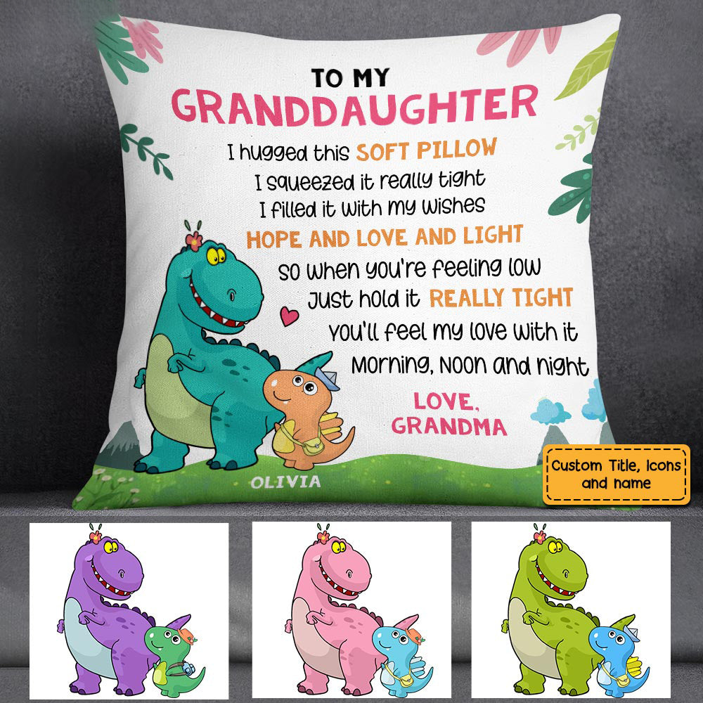 Personalized Dinosaur Grandson Granddaughter Pillowcase