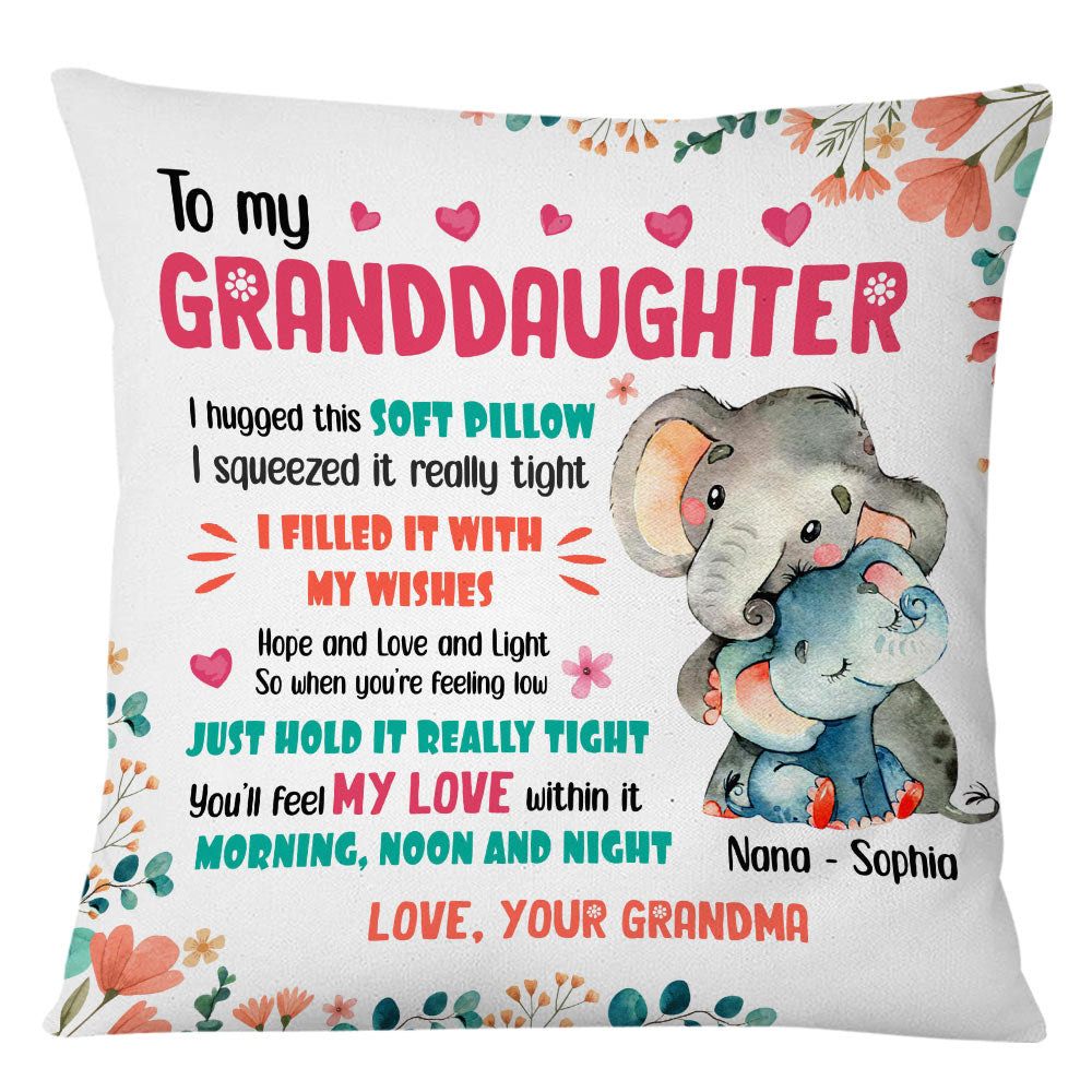 Personalized Elephant Mom Grandma To Daughter Granddaughter Son Grandson Pillow