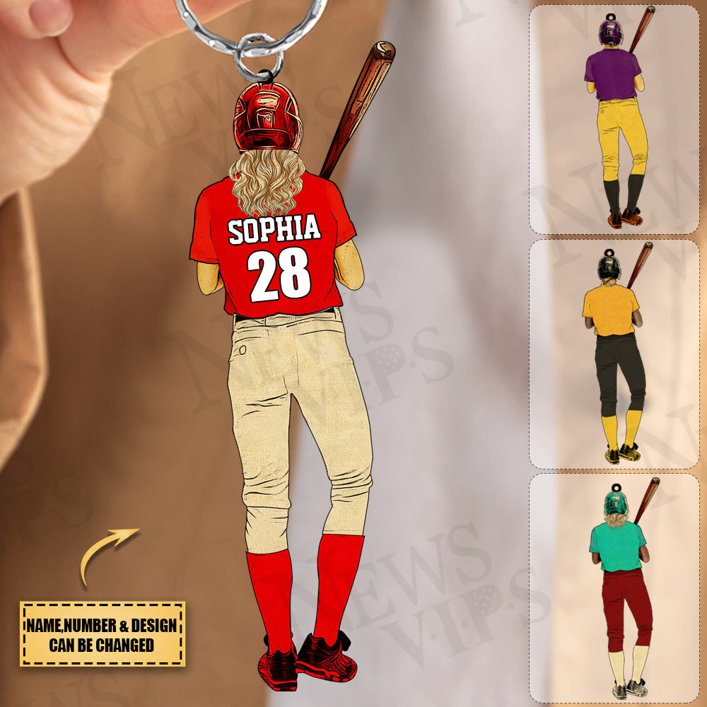 Personalized Softball Player Acrylic Keychain For Softball Lovers