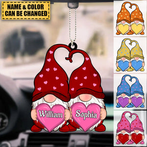 Personalized Doll Couple Colorful Heart Ornament
