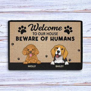 Beware Of Humans - Personalized Custom Doormat