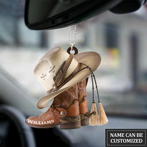Personalized Boots And Hat Cowboy Flat Car Ornament
