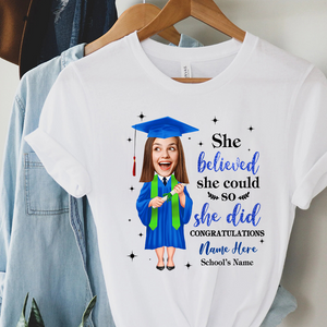 Personalized She Believed She Could Senior Class Of 2023 Graduation T-shirt, Grad Gift