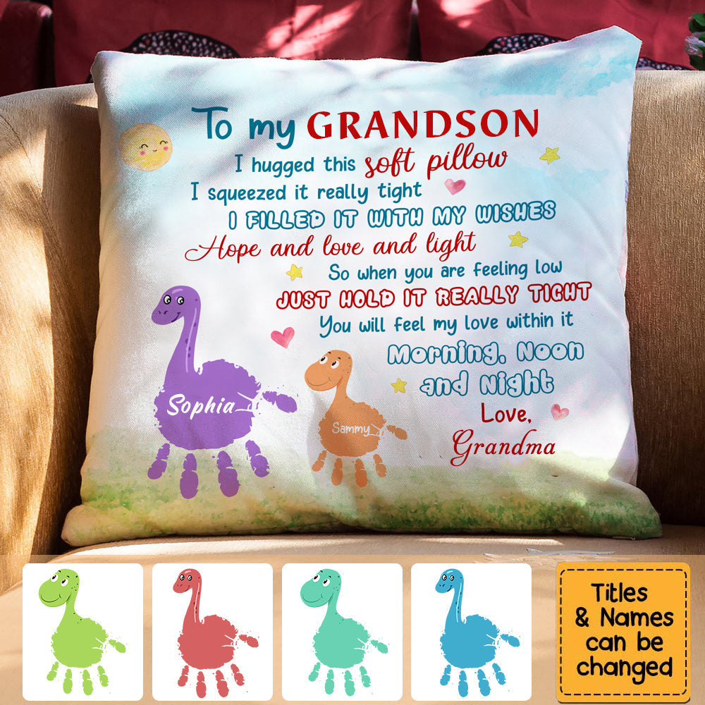 Mom Grandma Granddaughter Grandson Dinosaur Personalized Pillowcase