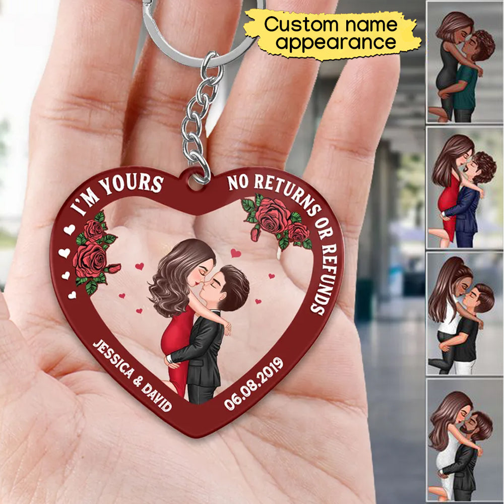 Couple Flowers Heart I‘m Yours Personalized Acrylic Keychain