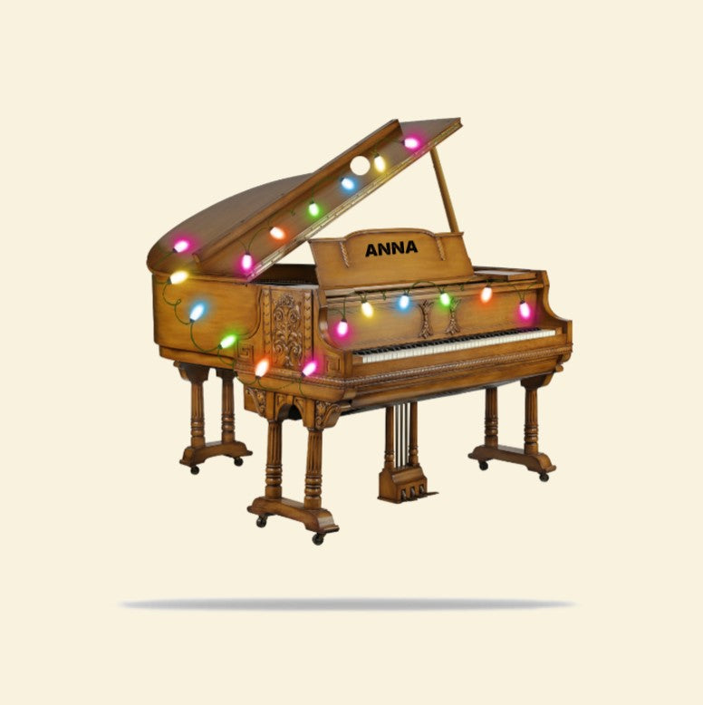Piano with Christmas Light Personalized Christmas Ornament