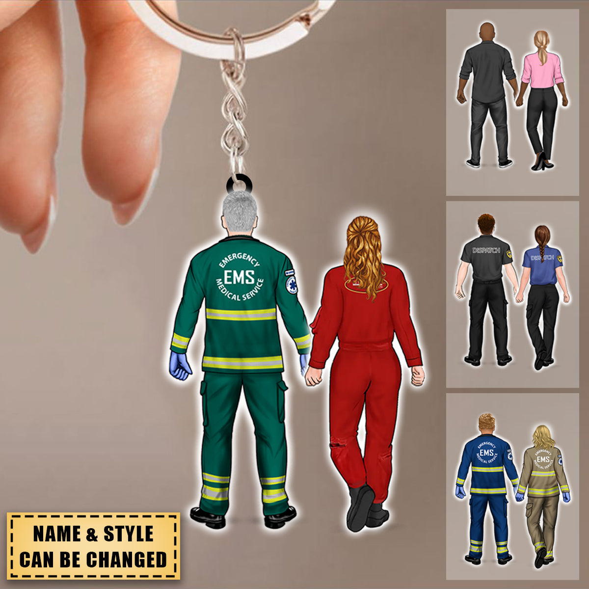 Couple Friends - Personalized Keychain Firefighter, EMS, Police Officer, Military, Nurse