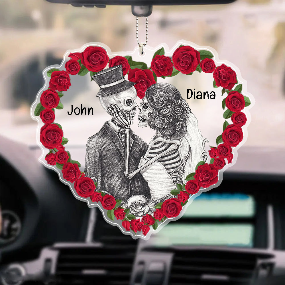 Newlywed Skull Couple-Gift For Couple- Personalized Car ornament- Skull Couple ornament