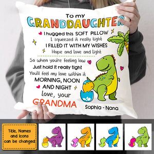 Personalized Granddaughter Hug This Dinosaur Drawing Pillowcase