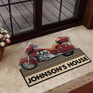 Motorcycle On The Way Personalized Custom Shaped Doormat