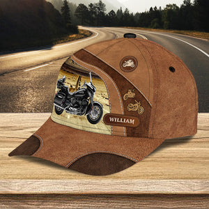 Motorcycle With Highway Background Personalized Classic Cap