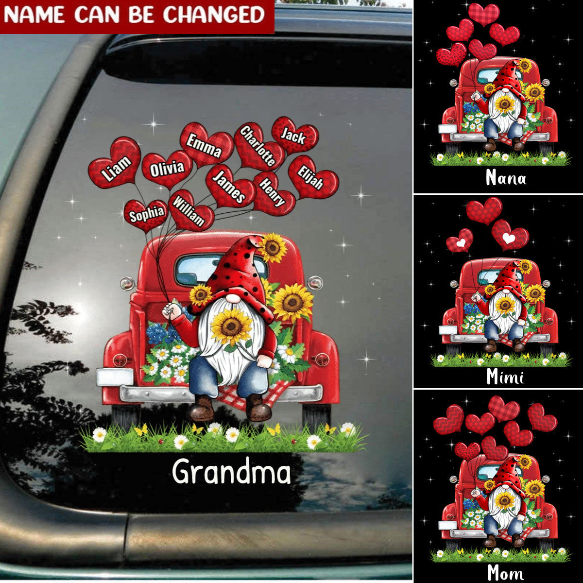 Personalized Grandma Mom Abuela doll Red Truck Decal
