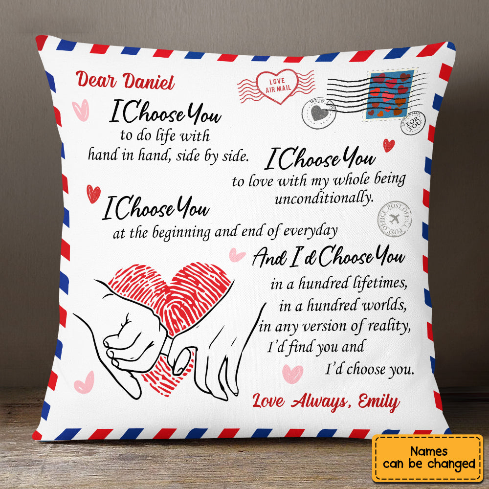 Personalized Couple Love Letter I Choose You Pillow