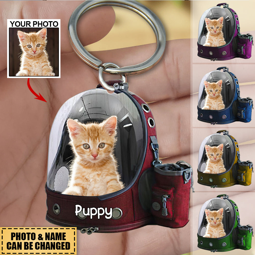 Personalized Upload Photo Pet In Pet Air Box Acrylic Flat Keychain - Gift For Pet Lovers