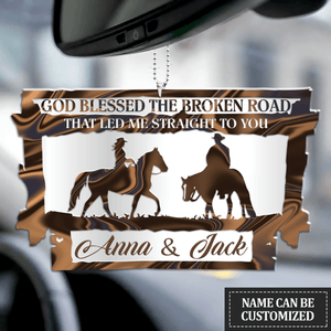 Cowboy Couple In Barn God Blessed Personalized Ornament