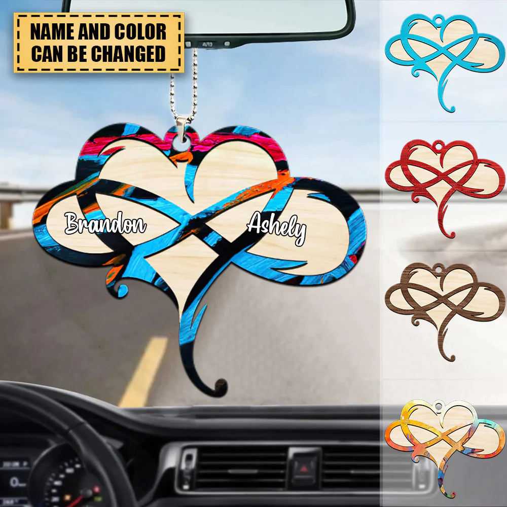 Personalized Infinity Heart Couple Gift Custom Name&Color Wooden Ornament