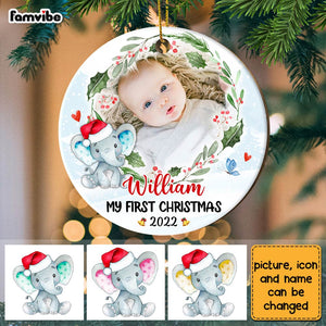 Personalized Baby First Christmas Elephant Circle Ornament NB103 30O28