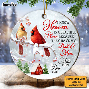 Personalized Cardinal Heaven Is A Beautiful Place Circle Ornament NB112 32O28