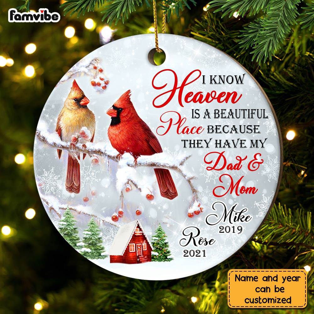 Personalized Cardinal Heaven Is A Beautiful Place Circle Ornament NB112 32O28