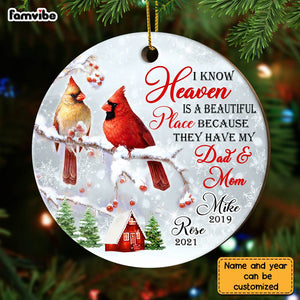 Personalized Cardinal Heaven Is A Beautiful Place Circle Ornament NB112 32O28
