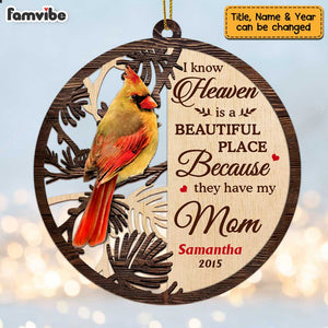Personalized Memo Cardinal Heaven Is A Beautiful Place Ornament