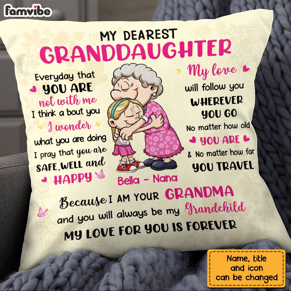Personalized Love From Grandma To Granddaughter Pillow NB261 36O28