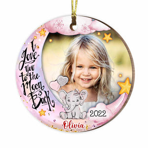 Personalized Granddaughter I Love You Moon Elephant Photo Circle Ornament NB282 23O47