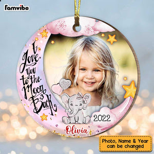 Personalized Granddaughter I Love You Moon Elephant Photo Circle Ornament NB282 23O47