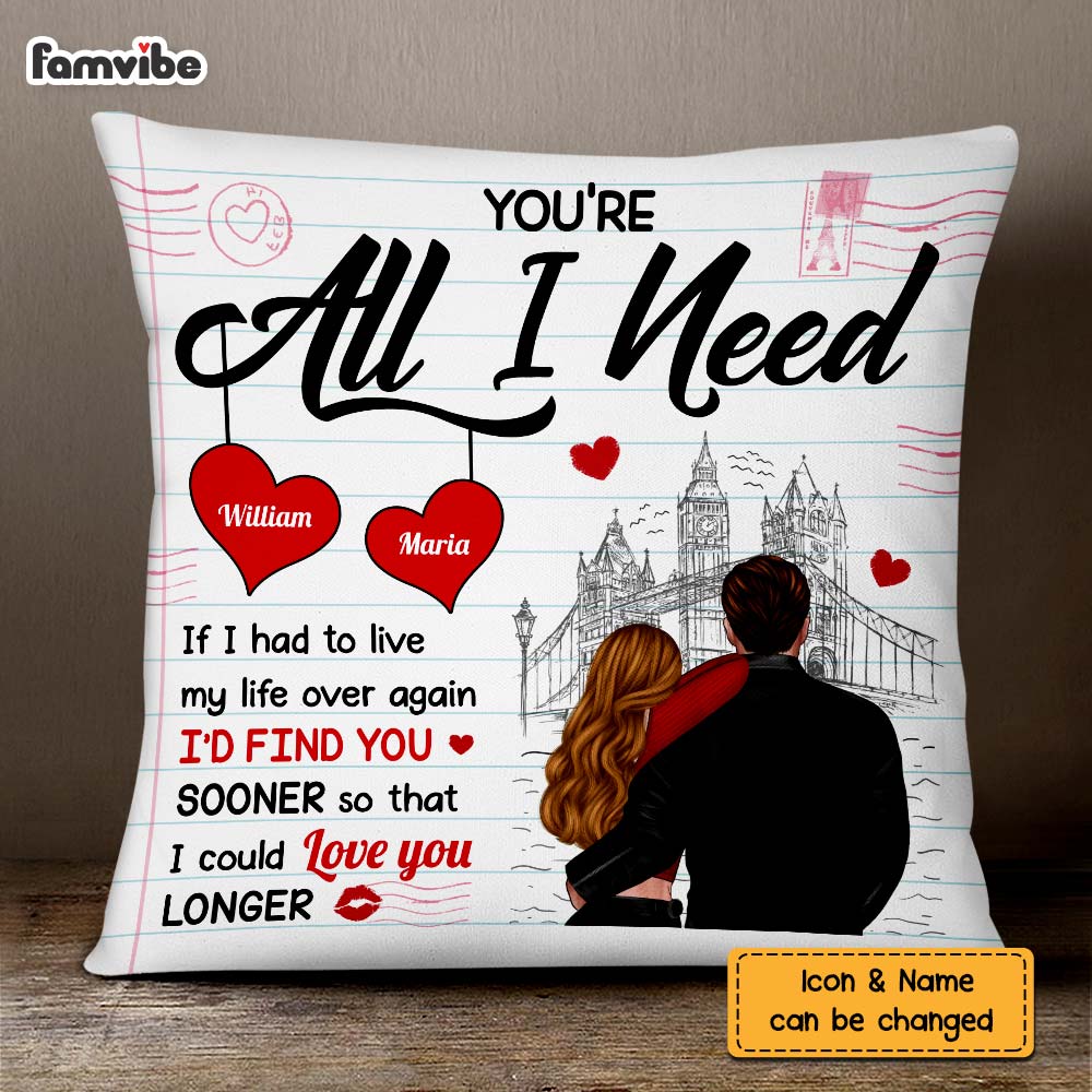 Personalized Couple You're All I Need Pillow NB292 23O75