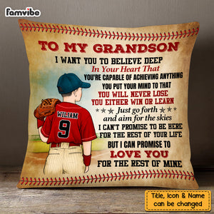 Personalized To My Grandson Love Baseball Pillow NB294 30O58