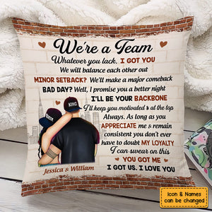 We're A Team Couples Pillow