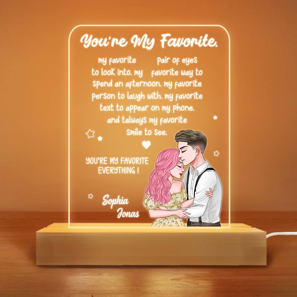 Couples You Are My Favorite Everything Plaque LED Lamp Night Light