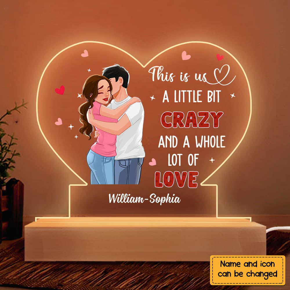 Gift For Him For Her Couple Whole Lot Of Love Plaque LED Lamp Night Light