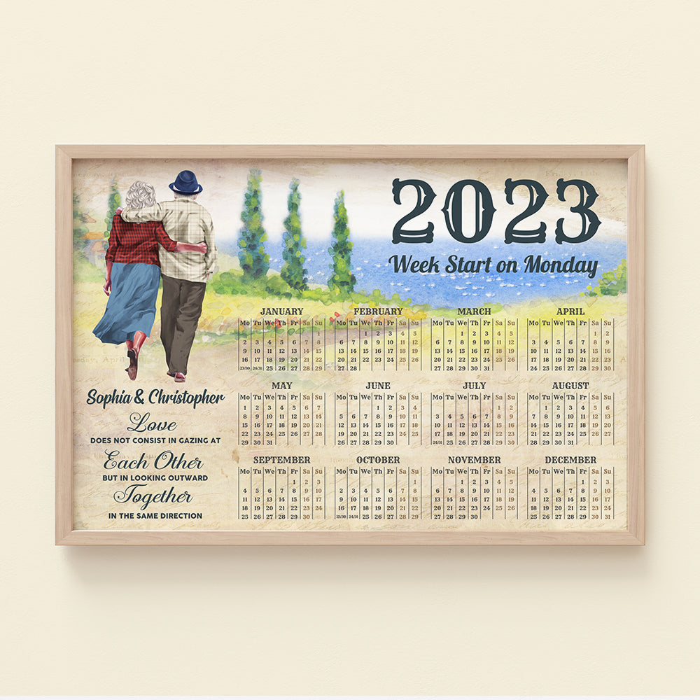 Love Does Not Consist In Gazing At Each Other - Personalized Horizontal Couple 2023 Calendar Poster