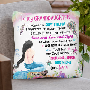 PERSONALIZED GRANDDAUGHTER MERMAID UNDER THE OCEAN PILLOW