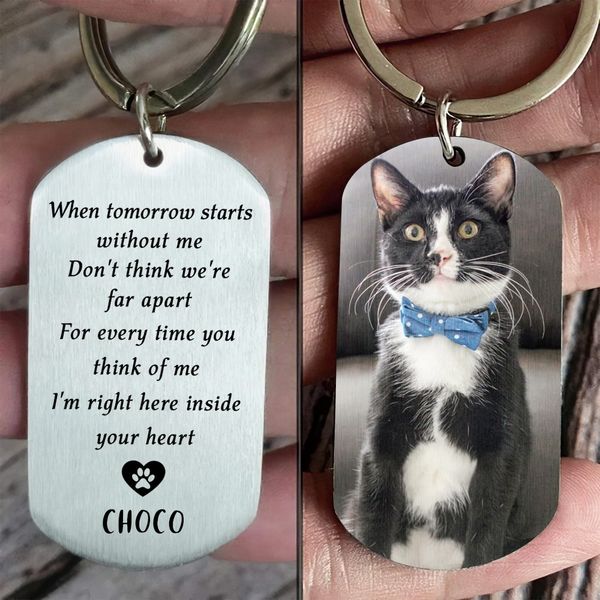 For Every Time You Think Of Me I'm Right Here Inside Your Heart - Upload Image Personalized Keychain